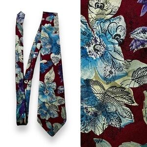 Pierre Balmain Paris Tie 100% Italian Silk Dark Floral Print Designer Vintage